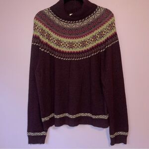 VTG Evan Picone Angora Blend Fair Isle Sweater XL Purple Knit